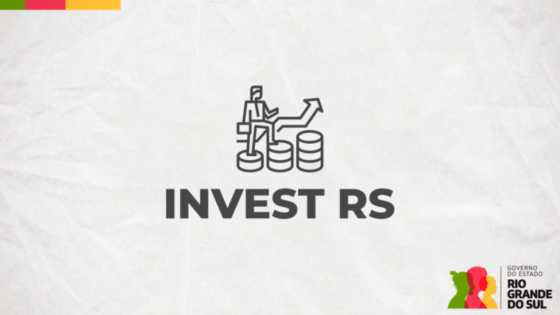 Retângulo cinza escrito "invest rs"