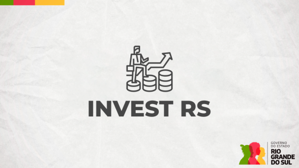 Retângulo cinza escrito "invest rs"